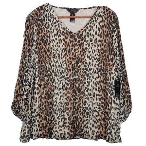 NEW Ali Miles Leopard Tunic Top Pleated Size XL